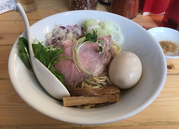 「鶏油まぜそば大盛＋味玉(680円＋100円)」@味噌ぶり noodle みやみやの写真