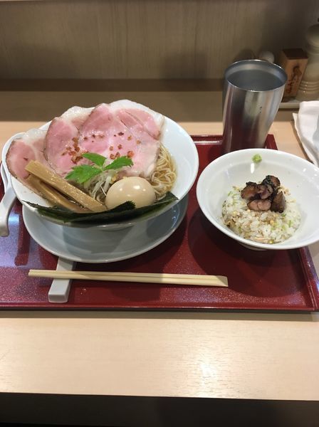 「特製金色貝そば 鴨とり飯」@燃えよ麺助の写真