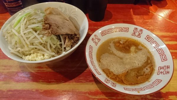 「小つけ麺 エビ味(麺少なめ・ニンニク・あつもり)」@ラーメン二郎 会津若松駅前店の写真