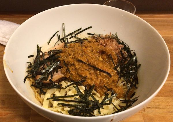 「カレーまぜそば大盛＋チーズ(800円＋サービス)」@NOODLE BOWL MAZEの写真