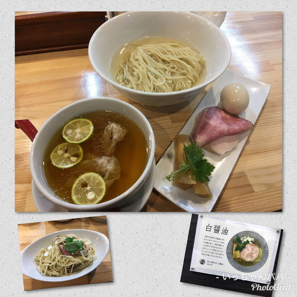 「特級白醤油つけ麺 並 950円 酒盗まぜそば 240円」@自家製麺 くろ松の写真