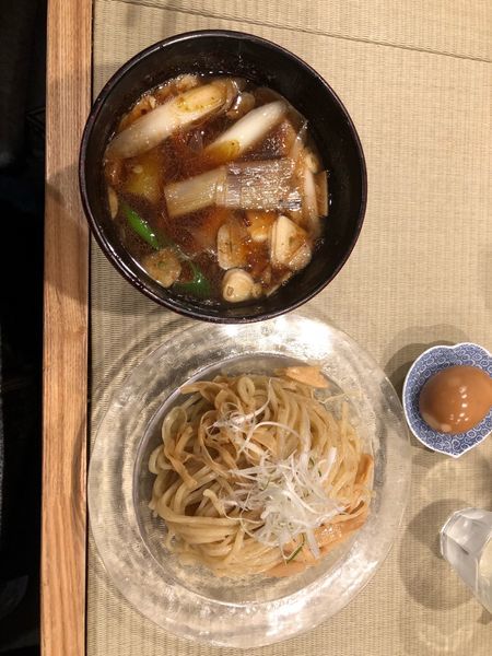 「鴨汁つけそば+味玉&親子丼」@らーめん 鴨to葱の写真