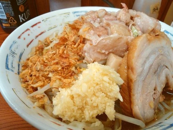 「ラーメン汁なし（麺少なめ、ニンニクアブラ）」@ラーメン二郎 亀戸店の写真