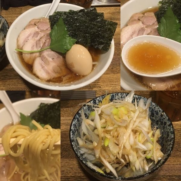 「特製平子煮干そば ＋炙りチャーシュー葱ごはん」@新橋 纏の写真