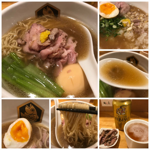 「味玉真鯛醤油ラーメン950円 真鯛雑炊丼小 200円」@真鯛らーめん 麺魚の写真