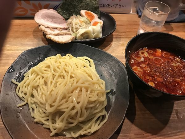 「辛味つけ麺中盛り 全部入り 辛味スペシャルMAX」@つけ麺屋 ごんろく 両国店の写真