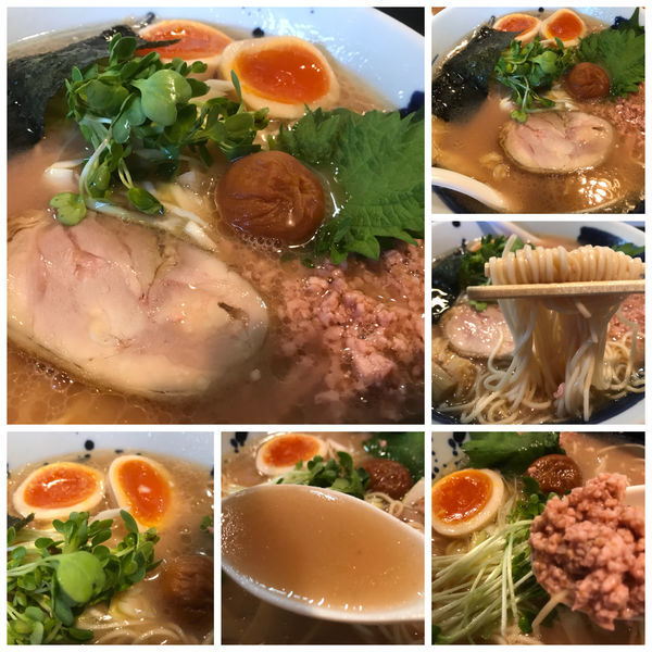 「【期間限定】梅鶏そば750円 ウーロンハイ その他」@麺屋 鶏口の写真