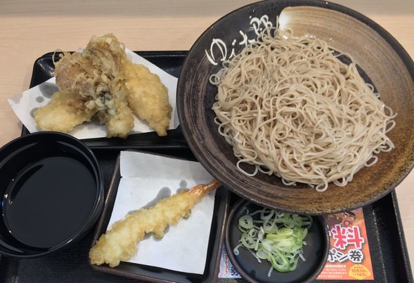 「とり舞茸天そば＋海老天（￥500＋クーポン）」@ゆで太郎 西橋本店の写真