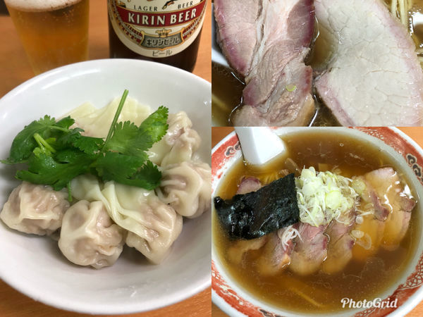 「皿ワンタン&ラガー中瓶からのチャーシューメン」@支那ソバ かづ屋の写真