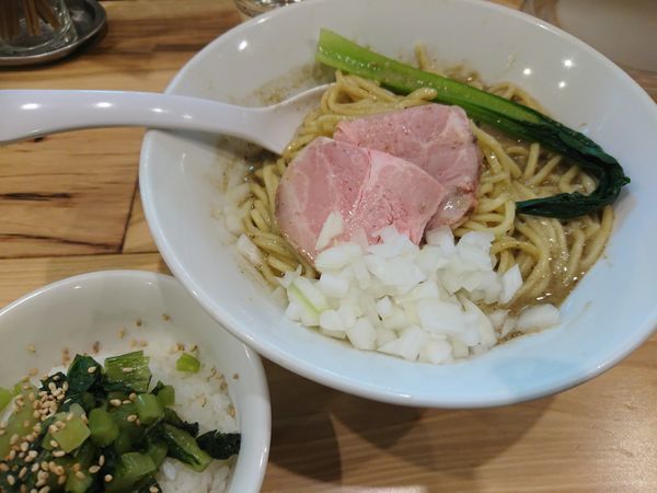 「【限定】ぶっかけ煮干味噌800円＋野沢菜ご飯150円」@らーめん カッパハウスの写真