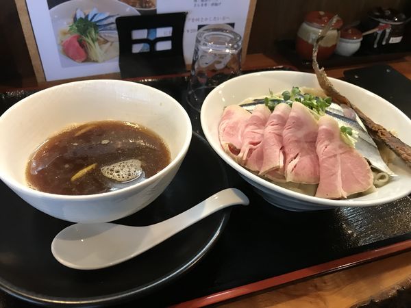 「【恒例】サンマ酢のオープンワンタンつけ麺」@麺創 なな家の写真