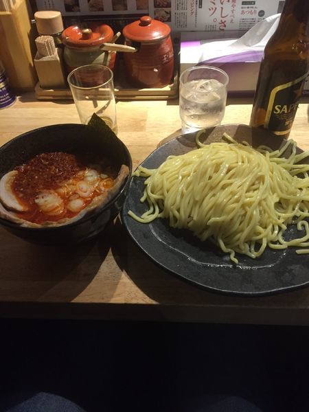 「つけ麺中盛➕辛味ニンニクMAX, チャーシュー」@つけ麺屋 やすべえ 渋谷店の写真