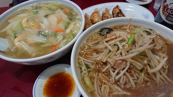 「モヤシラーメン＋餃子＋ビール」@喜久の写真