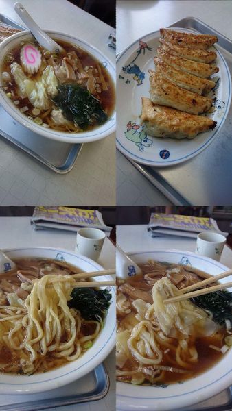 「『ワンタンメン+餃子(￥600+300)』」@食堂 あいの屋の写真
