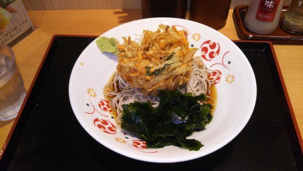 「冷やしかき揚げそば」@いろり庵きらく 大月店の写真