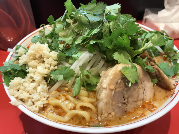 「スパ辛ラーメン 大 850円 パクチー 100円」@ラーメン 風らいぼうの写真