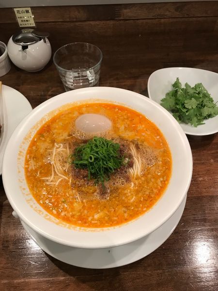 「担々麺  替玉  パクチー ＋炙り肉」@創作麺工房 鳴龍の写真