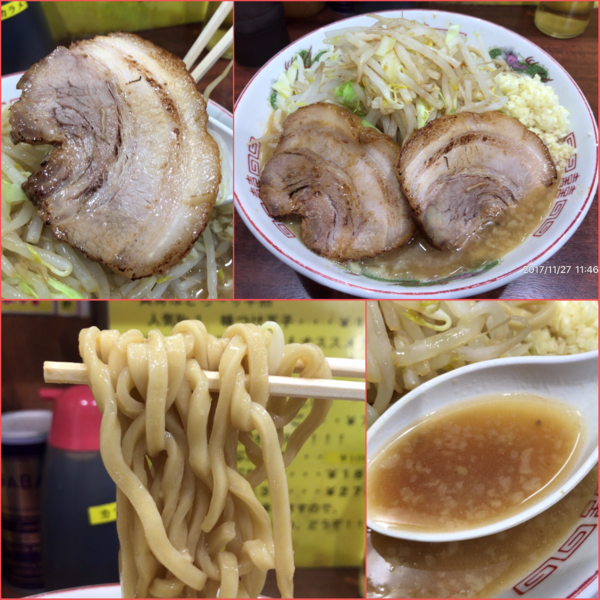 「ラーメン¥850（麺かため・ニンニク・カラメ）」@ラーメン 豚んちの写真