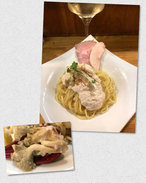 「[限定] ボラの白子ムースとたもぎ茸の和えそば」@麺庵 小島流の写真