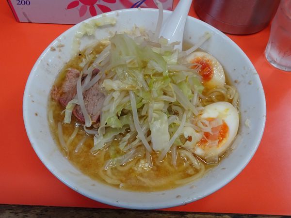 「味噌らーめん（750円）＋煮玉子（100円）ヤサイニンニク」@らーめん いごっそうの写真