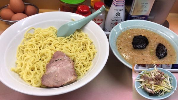 「ラーメン つけ麺仕様 大盛+ネギ丼」@ラーメン かいざんの写真