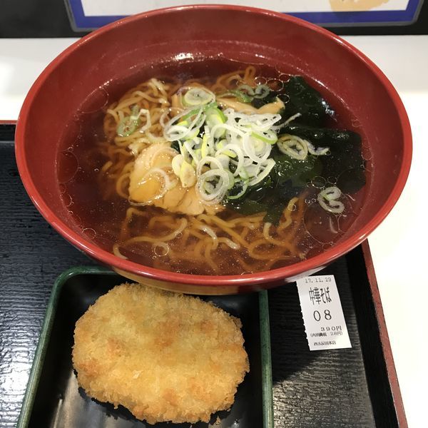 「中華そば（￥390）＋コロッケ（クーポン）」@ゆで太郎 西五反田本店の写真