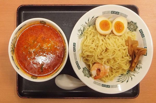 「エビ辛とんこつ つけ麺(大盛り)」@日高屋 せんげん台駅ビル店の写真
