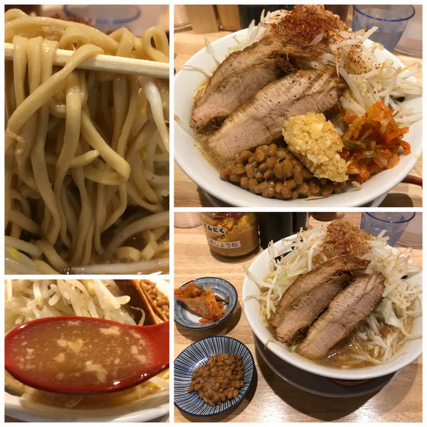 「ブタメン（並）750円豚マシ90円納豆70円キムチ100円」@ラーメンブタヒロの写真