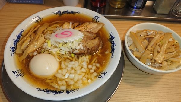 「煮干しそば(並)＋味玉＋メンマ飯」@煮干そば 流。の写真