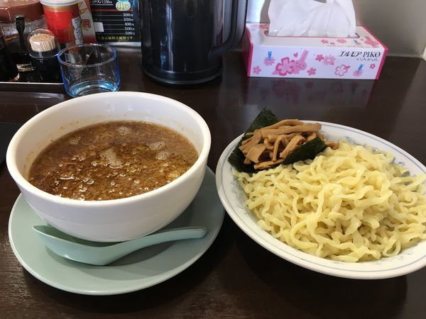 「こってりつけ麺 中盛り トッピングメンマ」@マルシンラーメンの写真