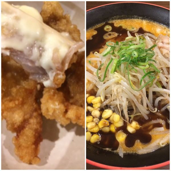 「焦がし味噌らぁ麺+鳥から3個」@釜炊きとんこつ 品川製麺所 新宿2丁目店の写真