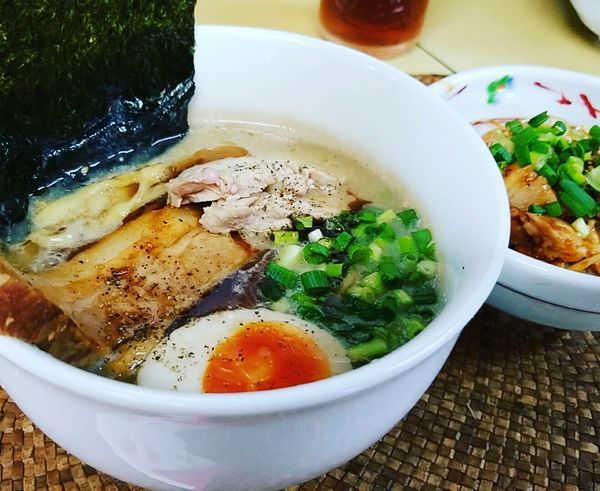 「濃厚鶏ポタそば+叉焼ごはん」@龍門瀑の写真