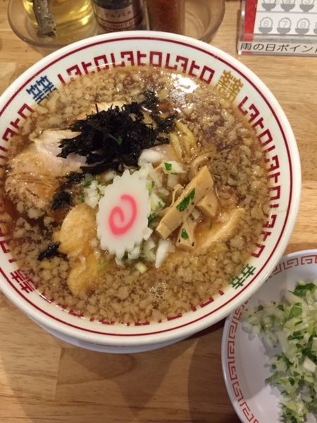 「ワハハ煮干そば　750円　三つ葉＆玉ねぎ50円・肉増100円」@中華そば ムタヒロの写真