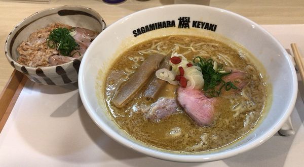 「カレー味噌ラーメン(限定)＋賄い丼(900円＋250円)」@Sagamihara 欅の写真