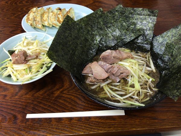 「和風ネギラーメン（のり）小ネギ丼 餃子」@ラーメンショップ 牛久結束店の写真