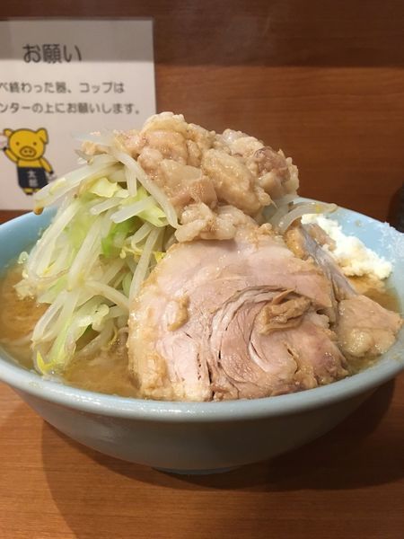 「小ラーメン ヤサイニンニクアブラ なまたまご」@ラーメンBoo Boo太郎。の写真