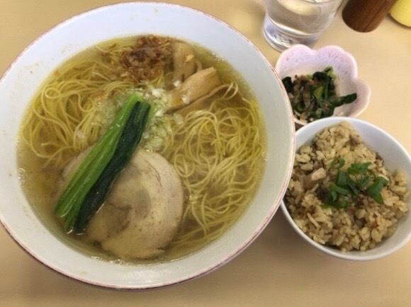 「塩ラーメン+チャーシュー飯小830+200=1030円」@支那そば 心麺の写真