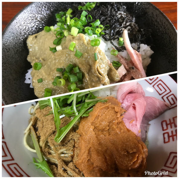 「【限定】鮟肝和え玉400円 牡蠣ぺご飯250円」@と多゛食堂の写真