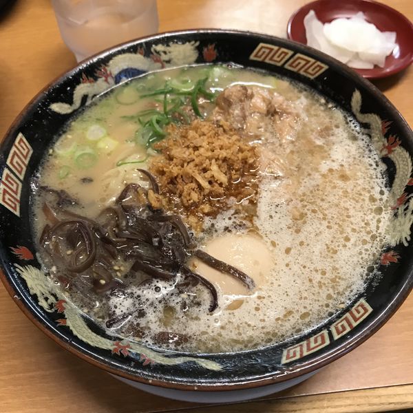 「豚とろラーメン（￥750）＋半熟煮玉子（クーポン）」@鹿児島ラーメン 豚とろ 天文館本店の写真