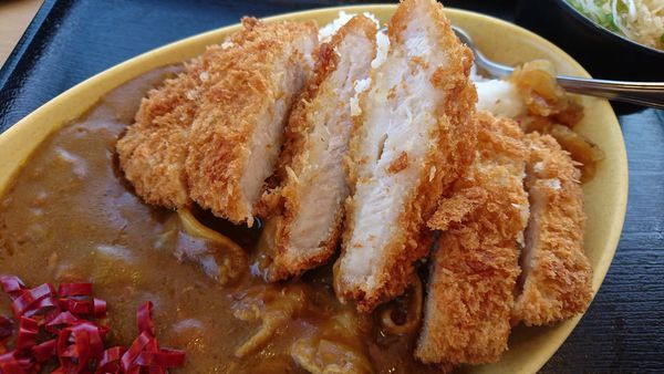 「ジャンボカツカレー（小そば付き）+中華そば+生たまご」@ゆで太郎 入間宮寺店の写真