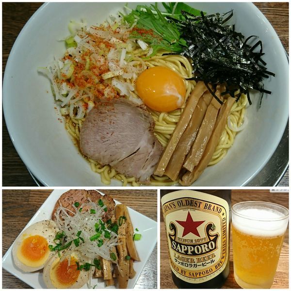 「まぜソバ￥680＋三点盛り￥350＋瓶ビール￥500」@Tomboの写真