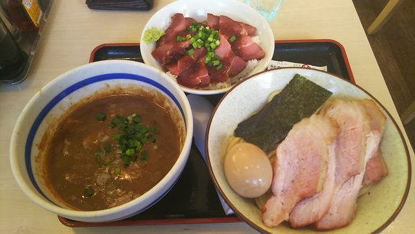 「特製つけそば ローストポーク丼」@大勝軒てつの写真