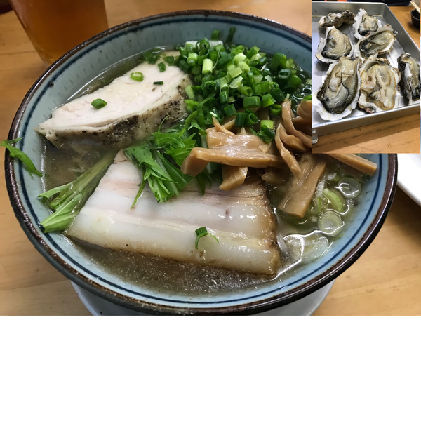「活殻牡蠣　塩の陣　（Ｃ　殻牡蠣４つ）　2,000円」@MENYA 食い味の道有楽の写真