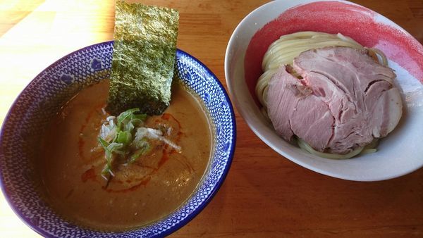 「【限定】坦々つけ麺900円+レアチャーシュー120円」@麺処 門つるの写真