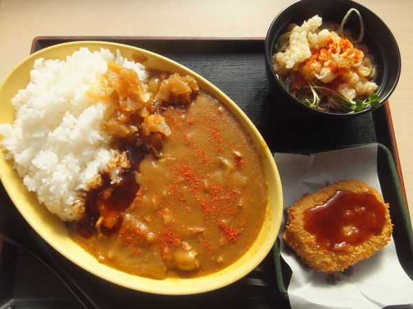 「小そば付きカレーライス450円(クーポンでコロッケ無料)」@ゆで太郎 馬橋店の写真