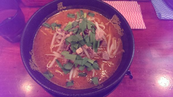 「辛ラーメン、替え玉w」@とんこつラーメン 博多風龍 渋谷店の写真