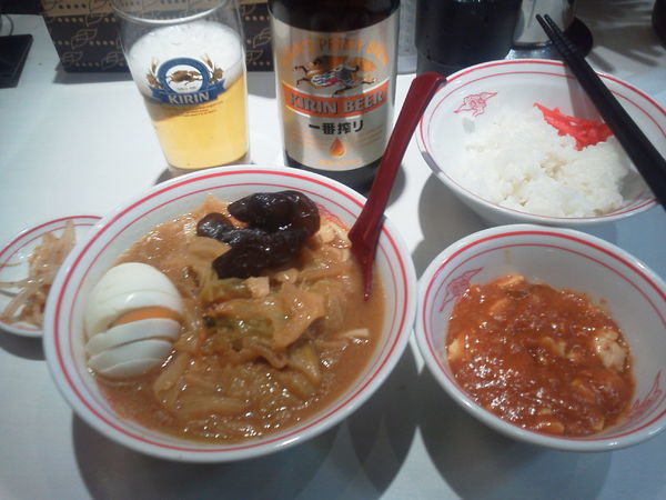 「ビールセット910＋定食180＝1090円」@蒙古タンメン 中本 西池袋店の写真