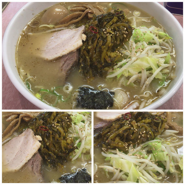 「【限定】辛子高菜そば 塩味 810円 麺カタメ 野菜120円」@所沢大勝軒の写真