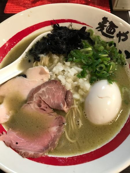 「味玉浅利香味そば＋生海苔のお茶漬け風和え玉」@麺や でこの写真