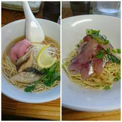 塩煮干しそば+あじそば